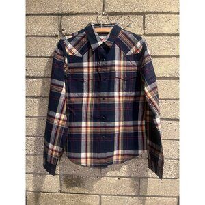 Roper Mens Western Snap Button Plaid Shirt Navy/Red Medium Cowboy Style